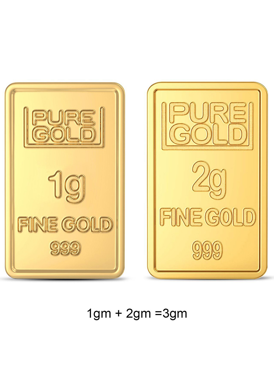 Joyalukkas Pack Of 2 24 KT 999 Purity Floral Gold Bar Combo 1 g + 2 g