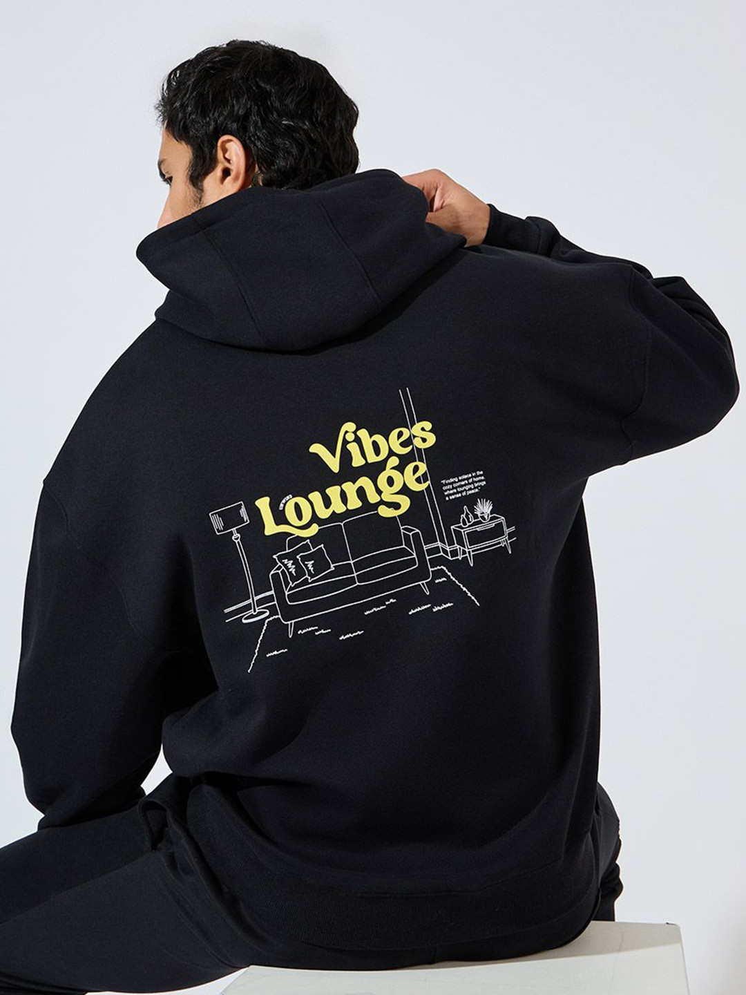 Styli Men Vibe Lounge Print Oversized Heavy Hoodie