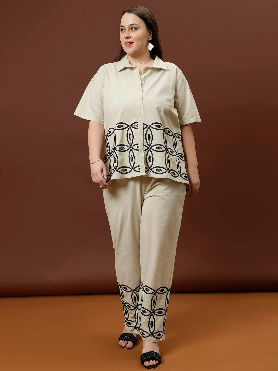 Athena Ample Embordered Pure Cotton Shirts With Trouser Co-Ords