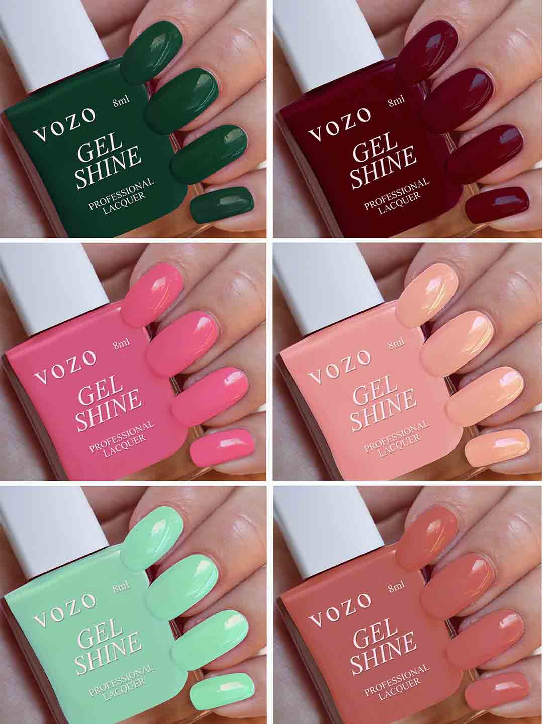 VOZO Set Of 6 Glossy Shine Nail Polish - 8 ml Each - VT-2