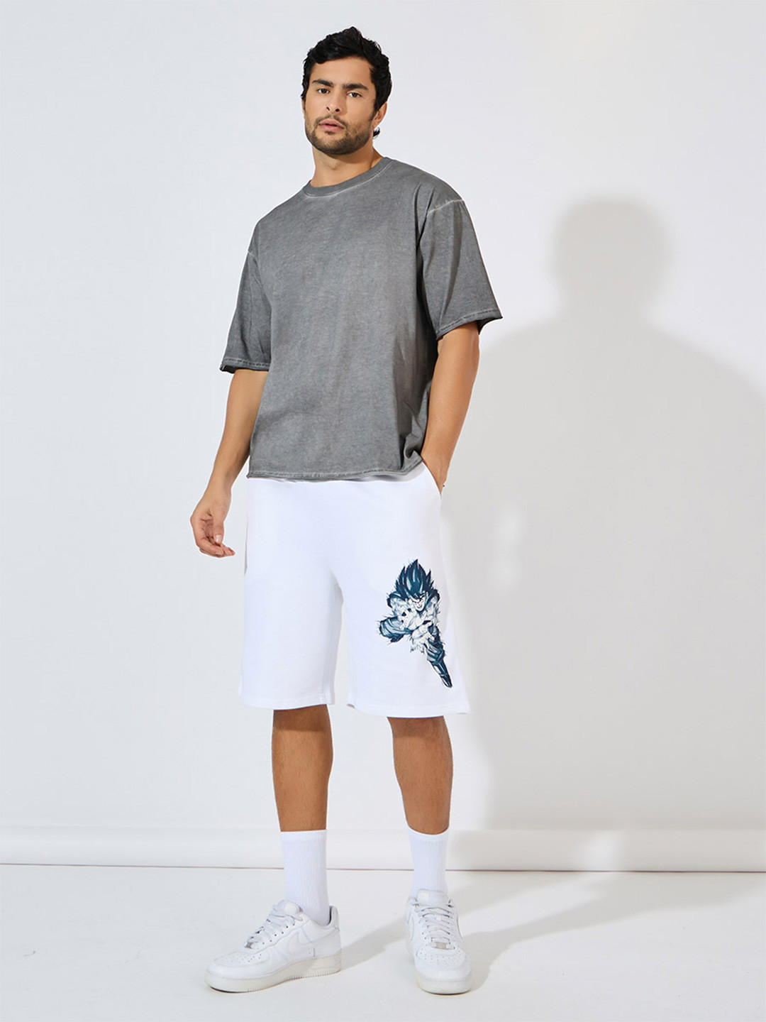 Styli Men Dragon Ball Z Graphic Character Oversized Shorts