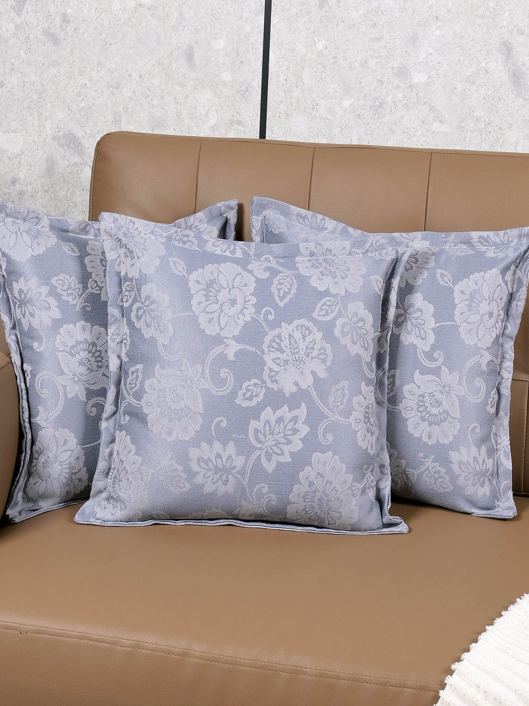 Saral Home Jardin Floral Cotton 3 Pcs Square Cushion Covers - 15.7 x 15.7 In