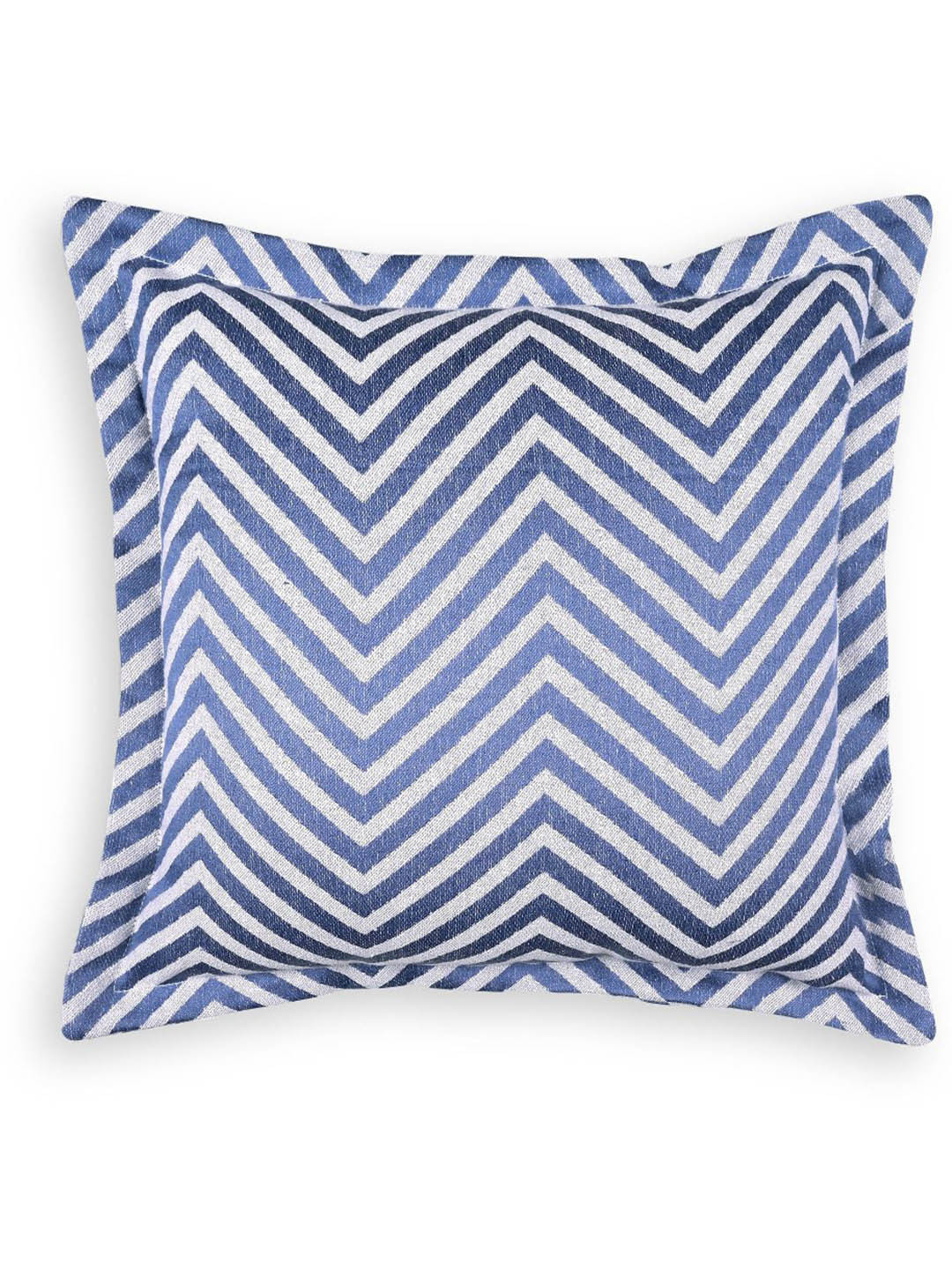 Saral Home Blue & White 2 Pieces Geometric Cotton Square Cushion Covers