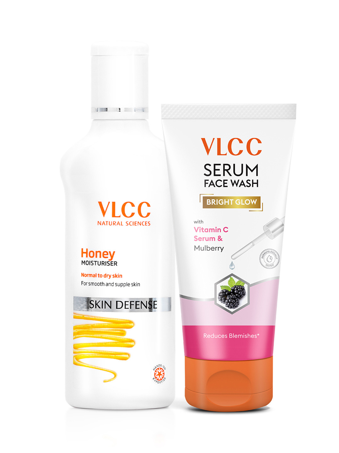 VLCC Set of Skin Defense Honey Moisturizer & Bright Glow Serum Face Wash - 100 ml each