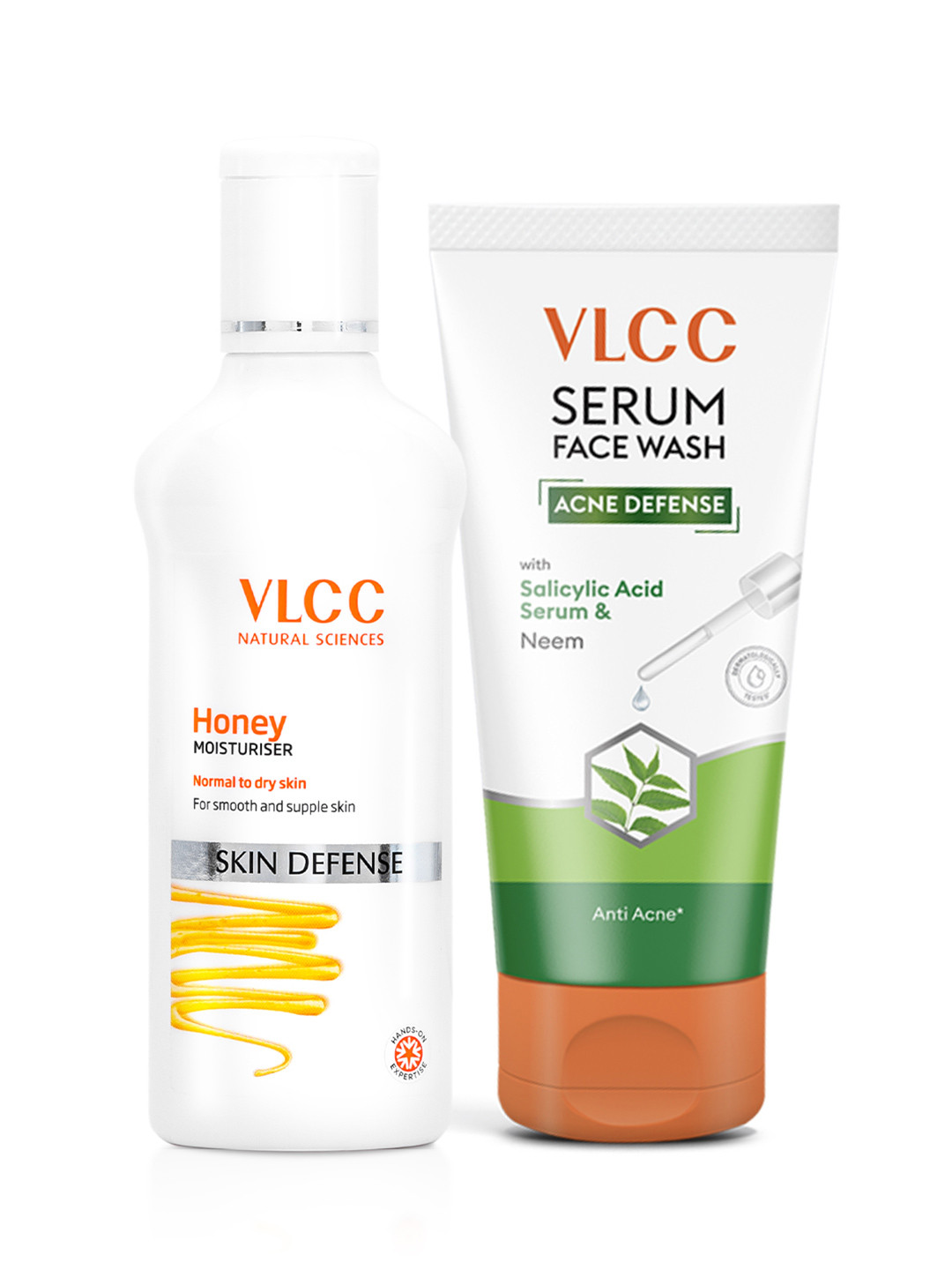 VLCC Set of Skin Defense Honey Moisturizer & Acne Defense Serum Face Wash - 100 ml each