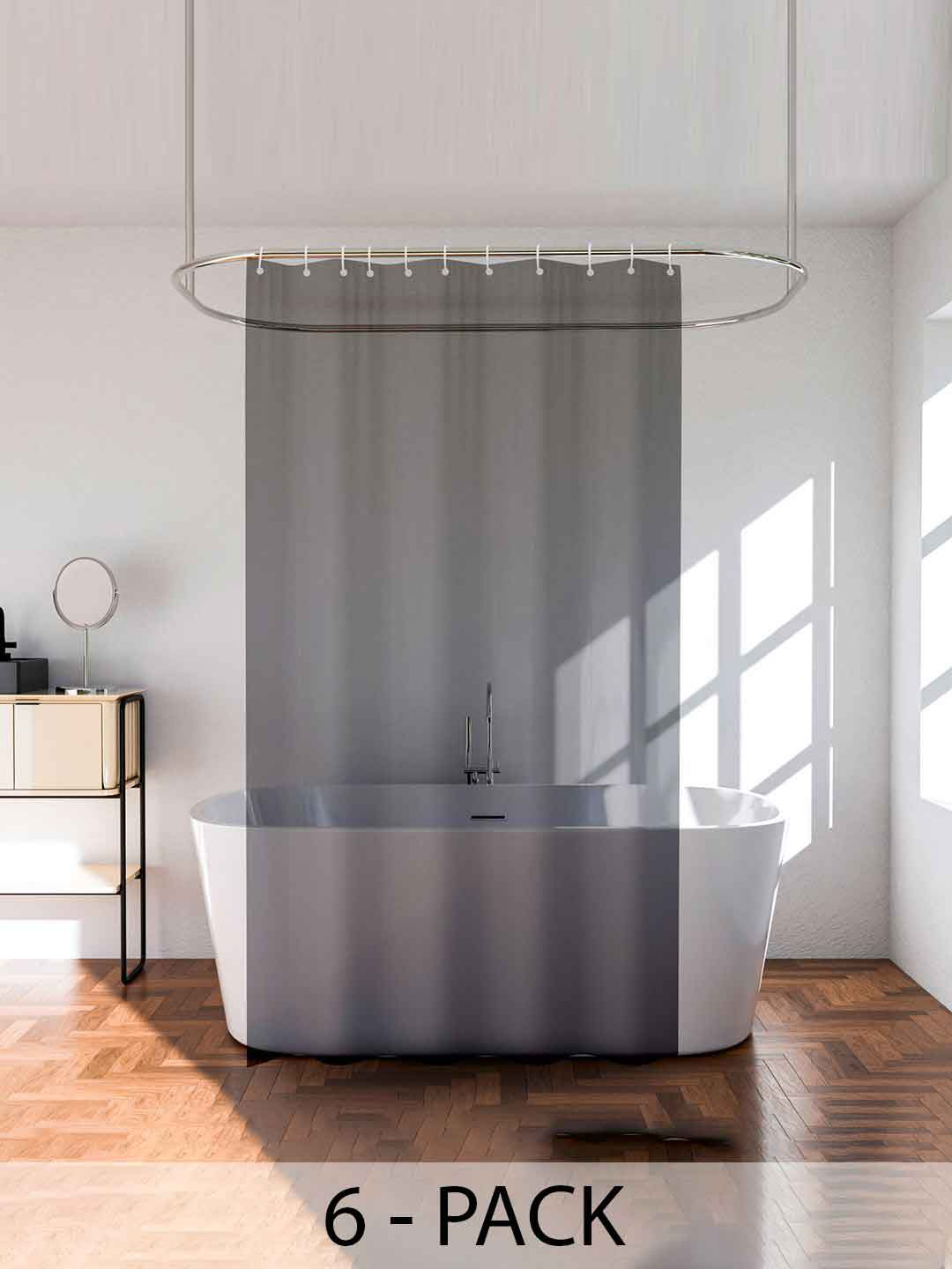 Kuber Industries Black & Transparent 6 Pieces Shower Curtains