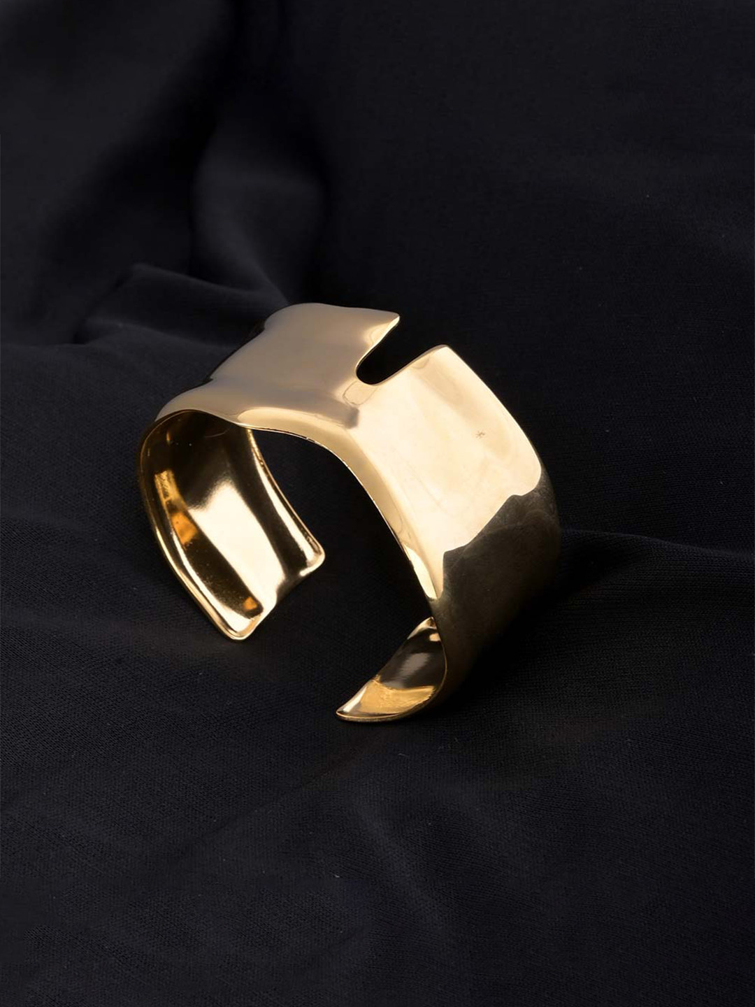 PALMONAS Gold-Plated Stainless Steel Crimped Cuff Bracelet