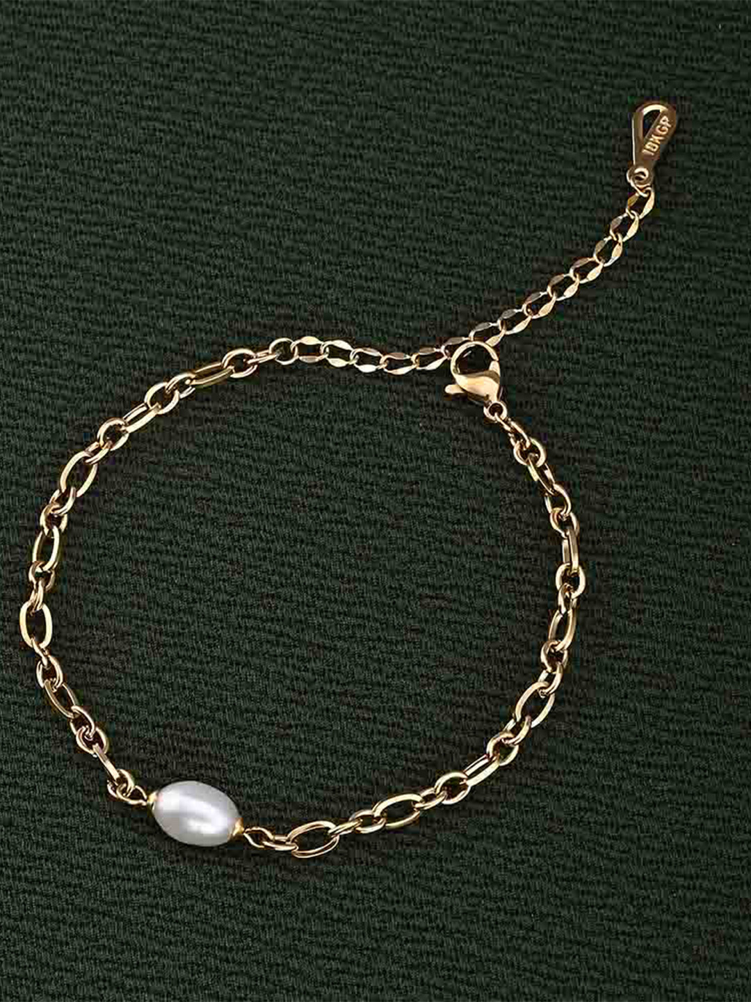PALMONAS  Women Golden Pearl Centered Chain Waterproof & Anti-Tarnish Bracelet