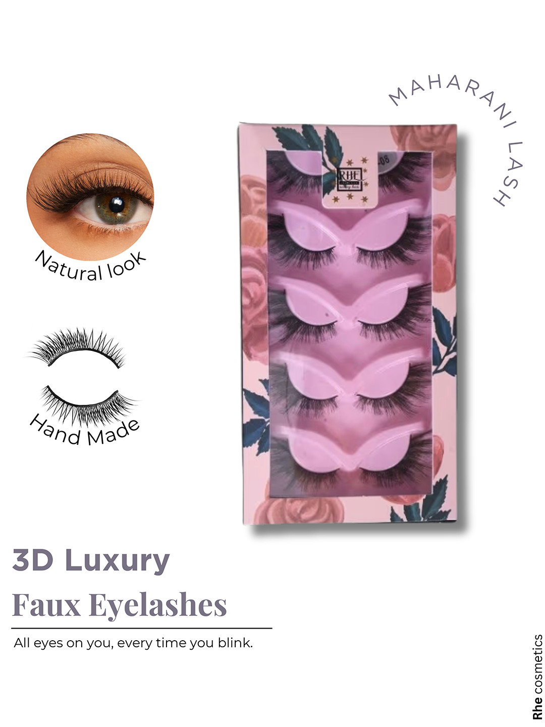 Rhe Cosmetics Set Of 5 Long & Natural Look 3D False Eyelashes