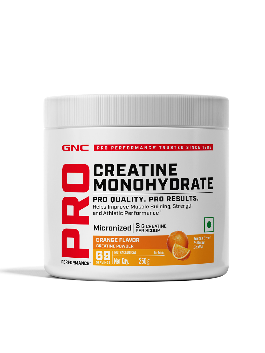 GNC Pro Performance Pure Micronized Creatine Monohydrate, Orange 250gm