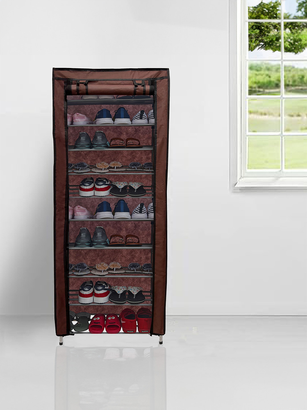 Urban Choice Brown & Black 9-Tier Rectangular Shoes Rack