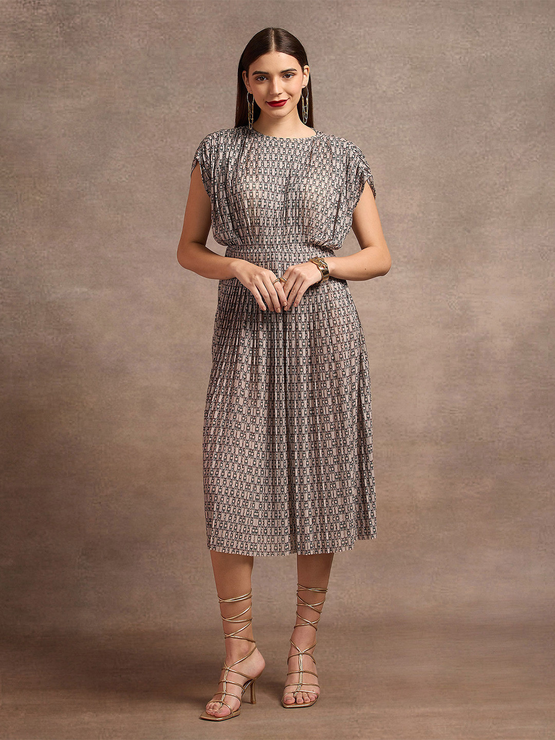 U.S. Polo Assn. Women Animal Print A-Line Midi Dress