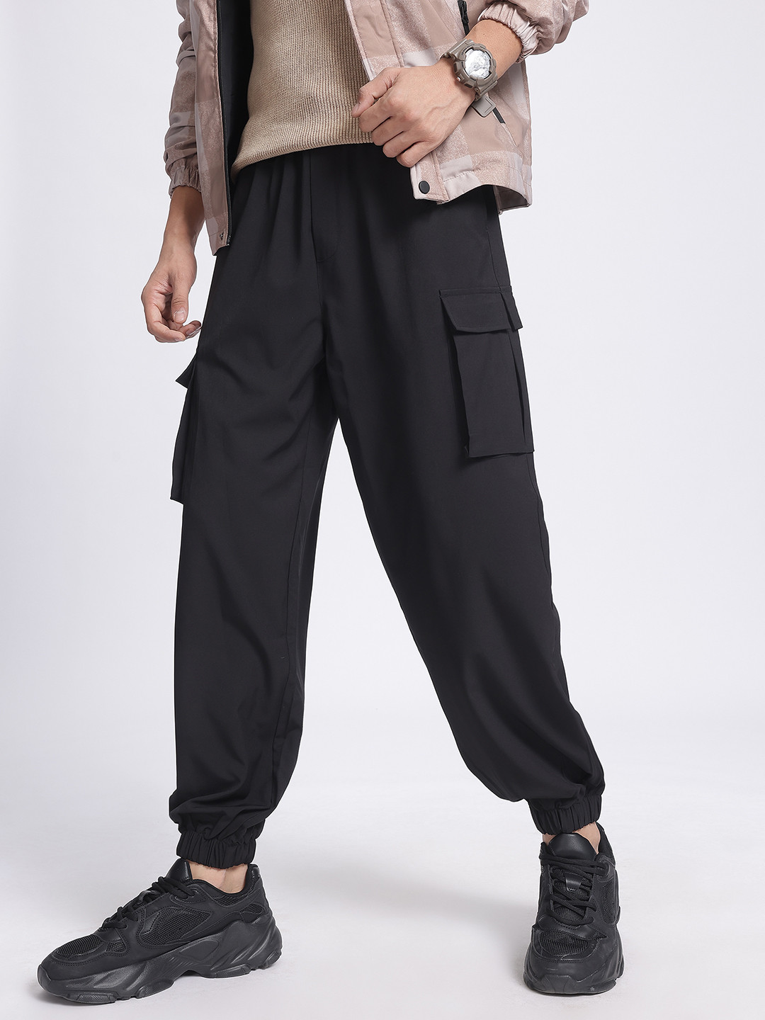Kook N Keech Men Relaxed Fit Black Joggers
