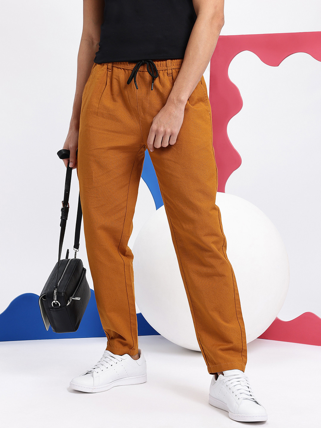 Aeropostale Men Cotton-Linen Blend Tapered Fit Trousers