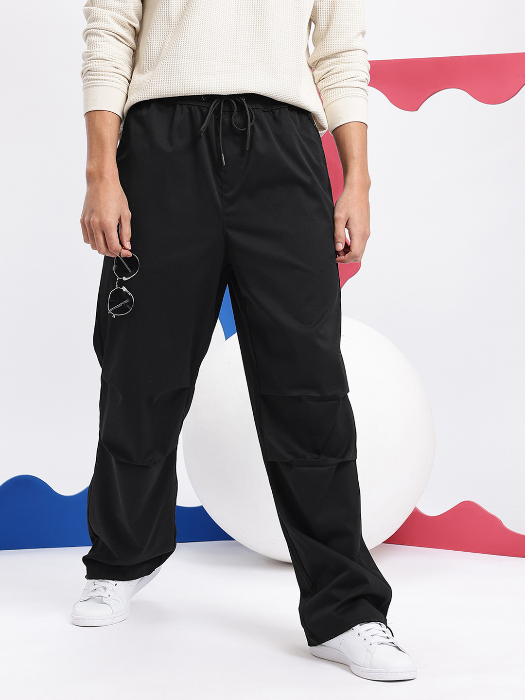 glitchez Men Cargo Style Paneled Relaxed Fit Trousers
