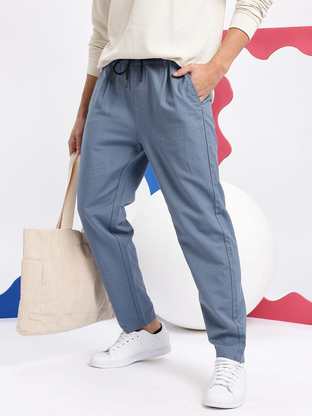 Aeropostale Men Cotton-Linen Blend Tapered Fit Trousers
