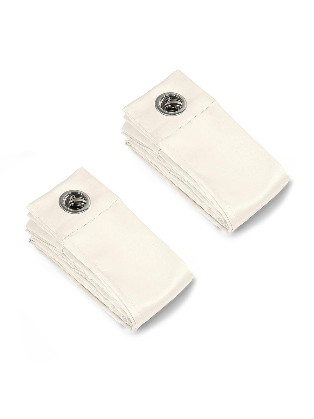 Saral Home White 2 Pieces Satin Black Out Window Curtains