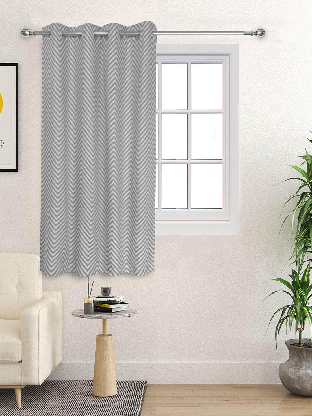 Saral Home Room Darkening Geometric Cotton Eyelet Window Curtain