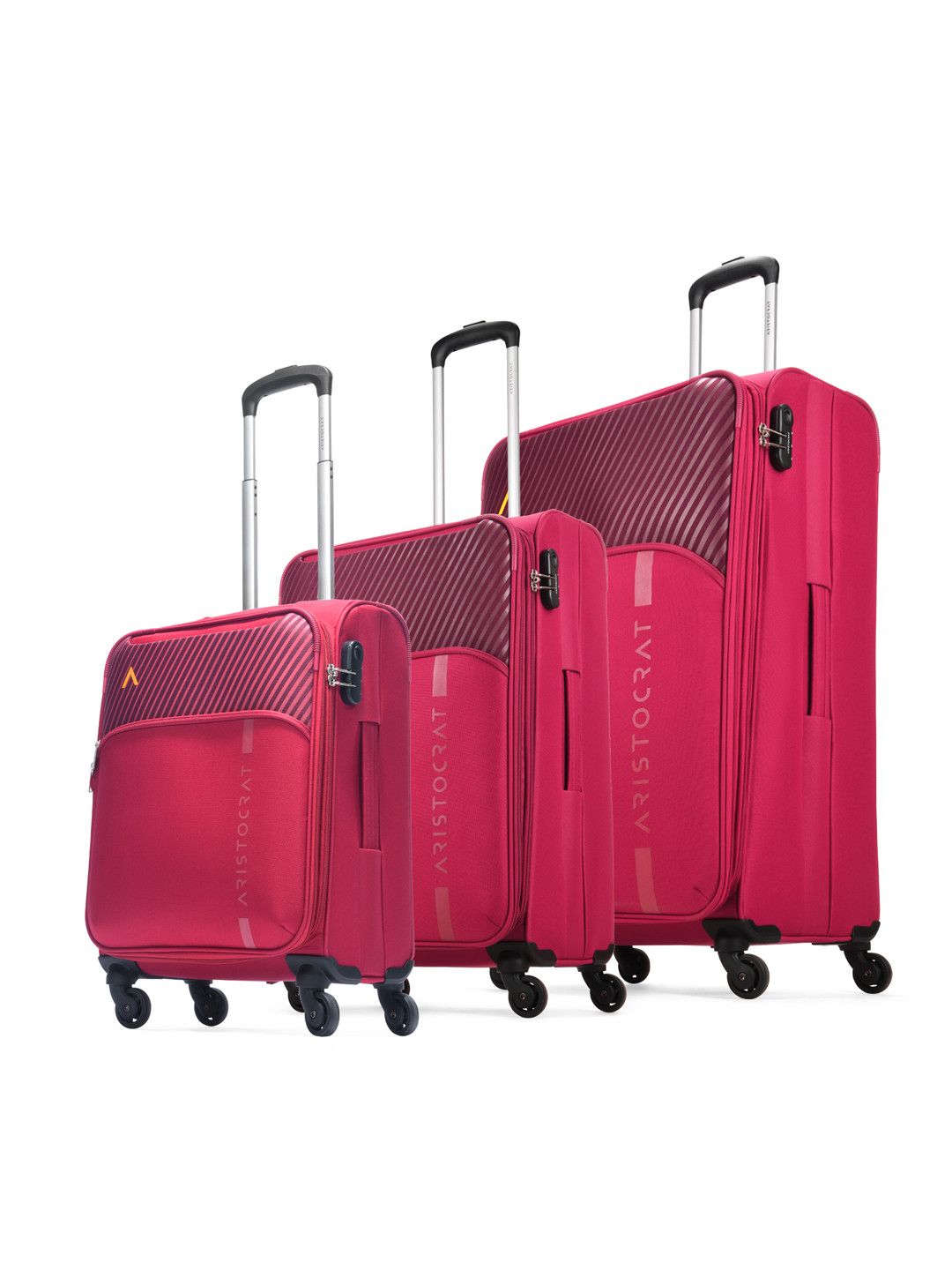 Aristocrat Pack of 3 Striker Printed Trolley Suitcases - Cabin, Large & Medium