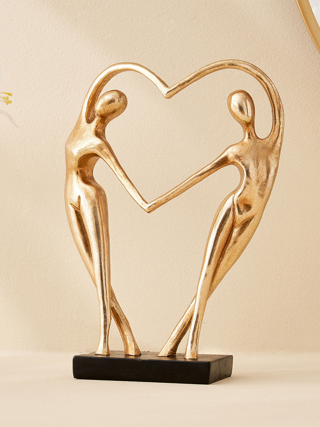 Home Centre Corsica Couple Gold Polyresin Natural Living Room Medium Showpiece - 10.4 Inches