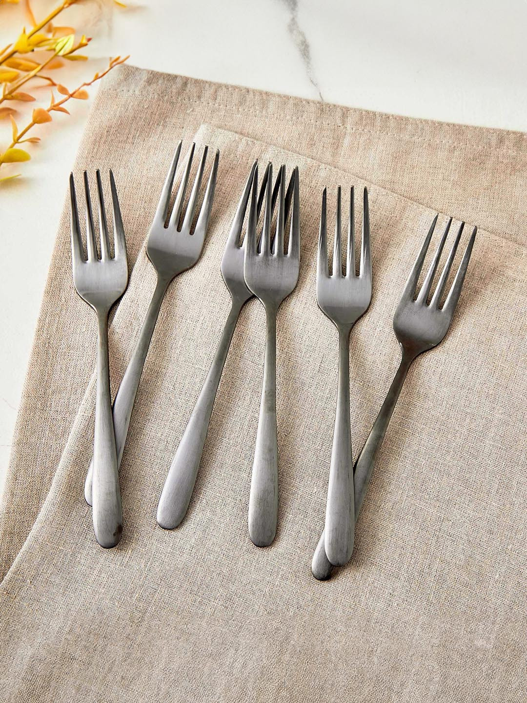 Home Centre Grey 6 Pieces Stainless Steel Baby Forks