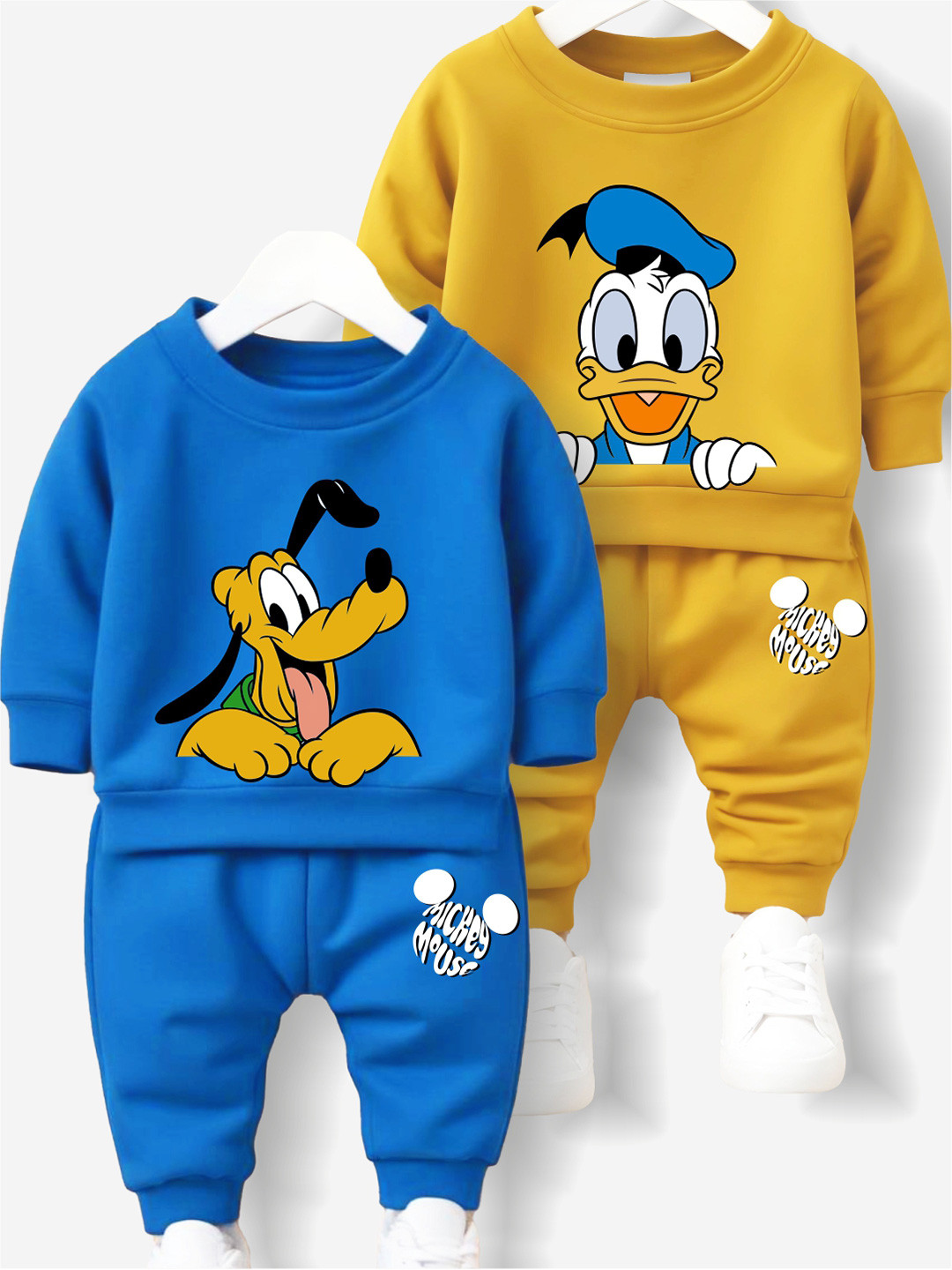 x2o Infants Set of 2 Donald Duck & Pluto Graphic Printed Sweatshirt With Joggers