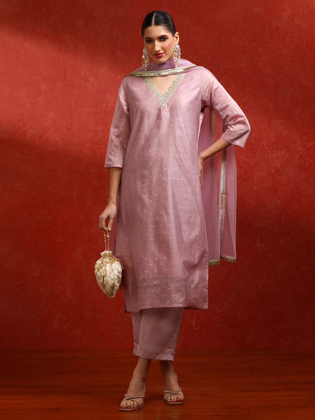 Jaipur Kurti Chanderi Woven Festive Kurta Set with Dupatta