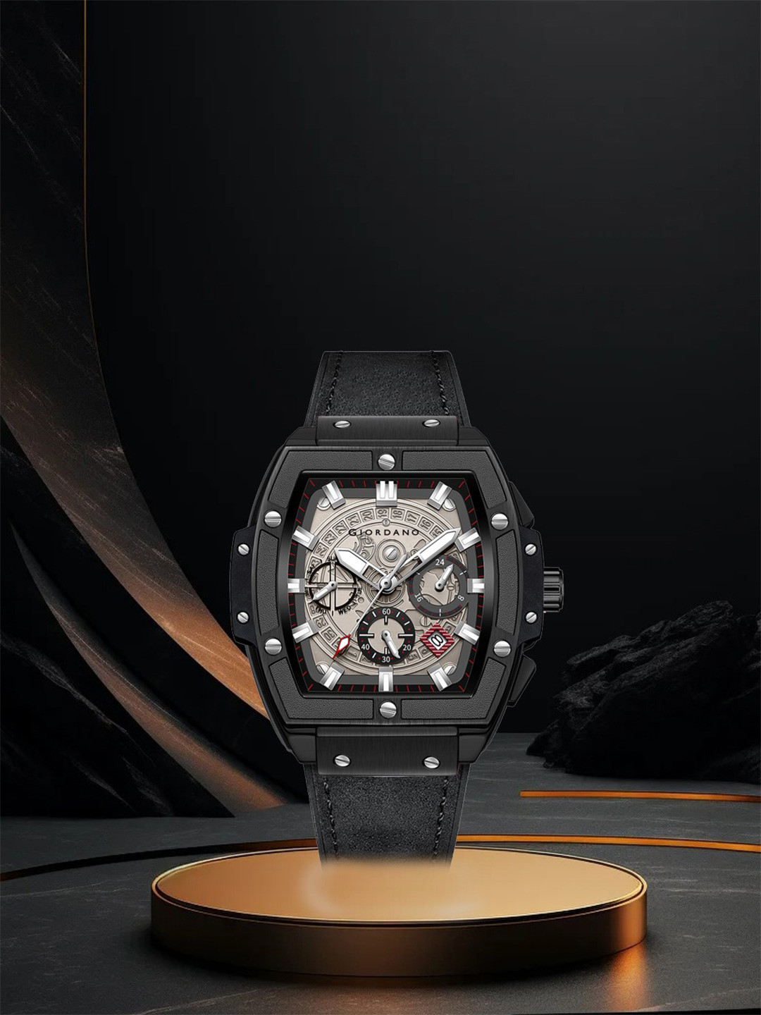 GIORDANO Men Dial & Leather Textured Straps Analogue Watch GZ-50098-03