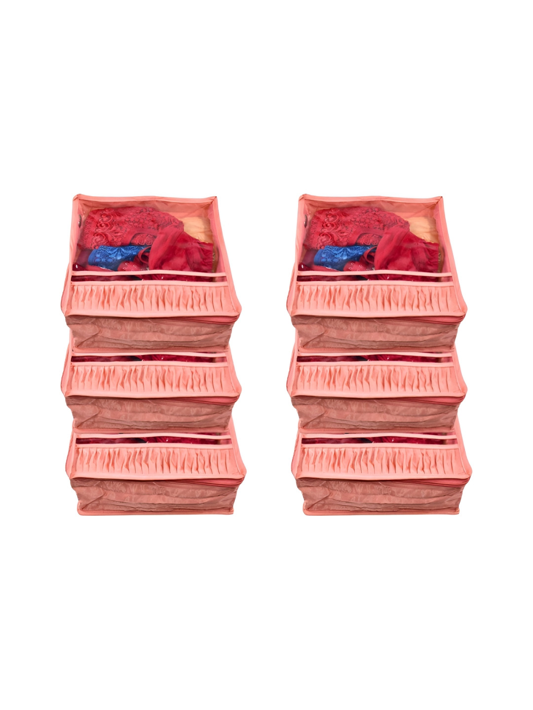 Ajabh Peach-Coloured 6 Pieces Water Resistant Undergarment Satin Cloth Organisers