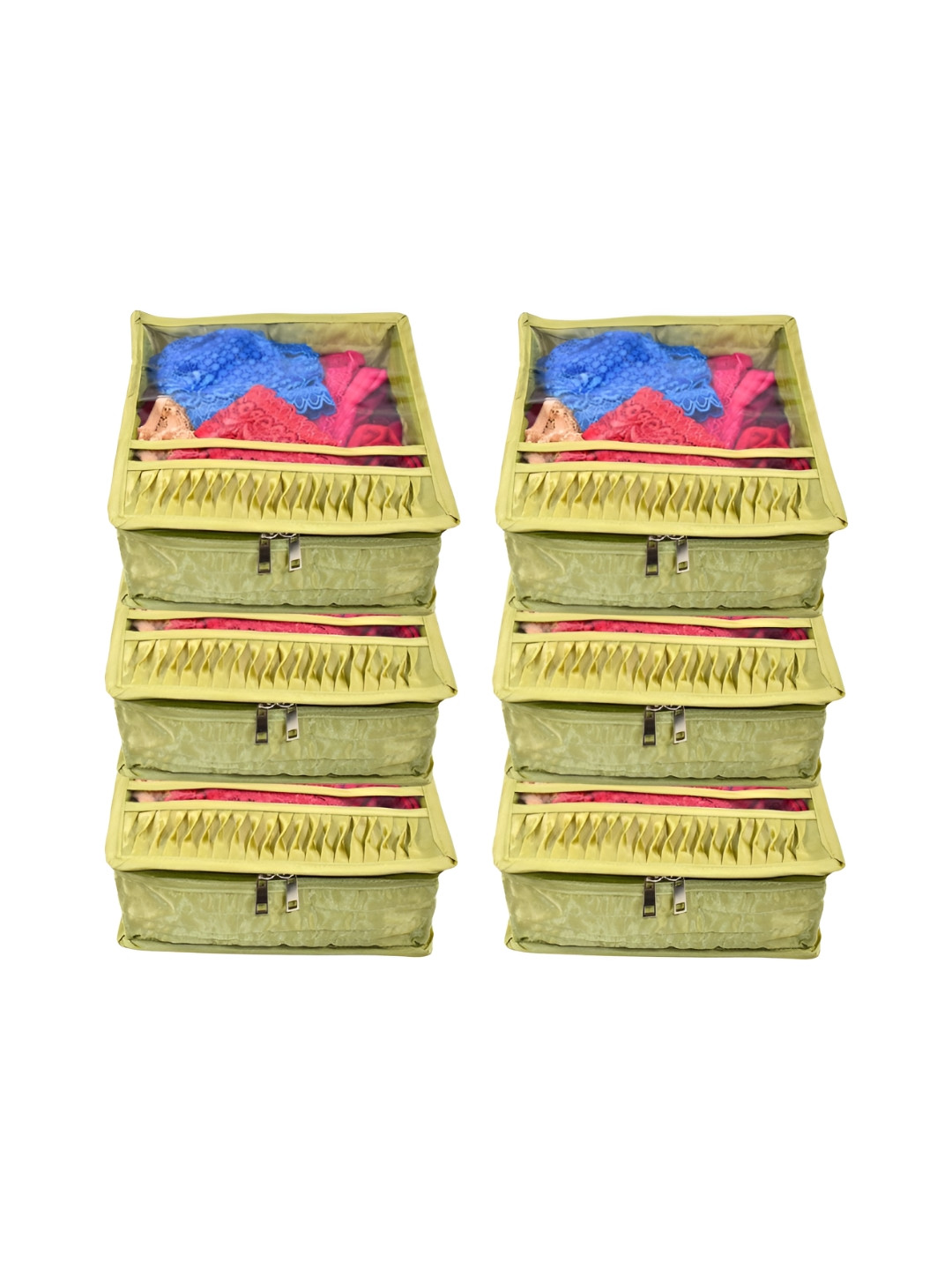 Ajabh Green 6 Pieces  Water Resistant Undergarment Satin Cover Cloth Organisers