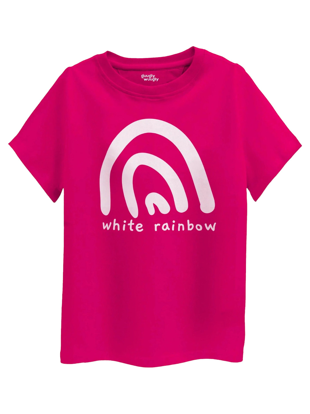 Guugly Wuugly Girls White Rainbow Super Soft Combed Compact Cotton T-shirt