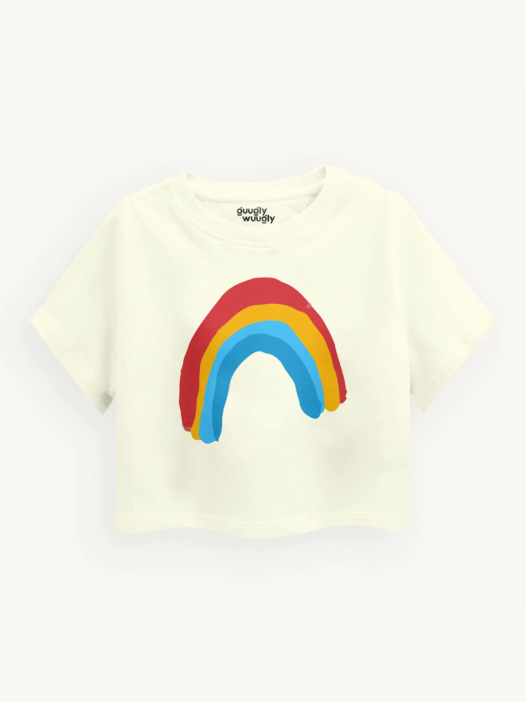Guugly Wuugly Super Soft Combed Compact Cotton Girls Rainbow Love Crop Top