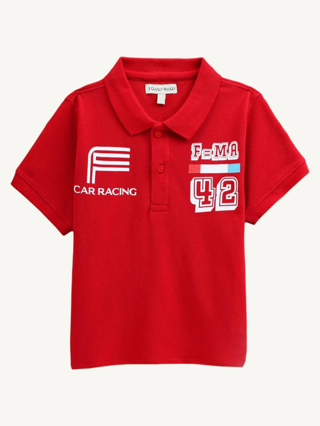 Guugly Wuugly Super Soft Combed Compact Cotton Racing Red Polo