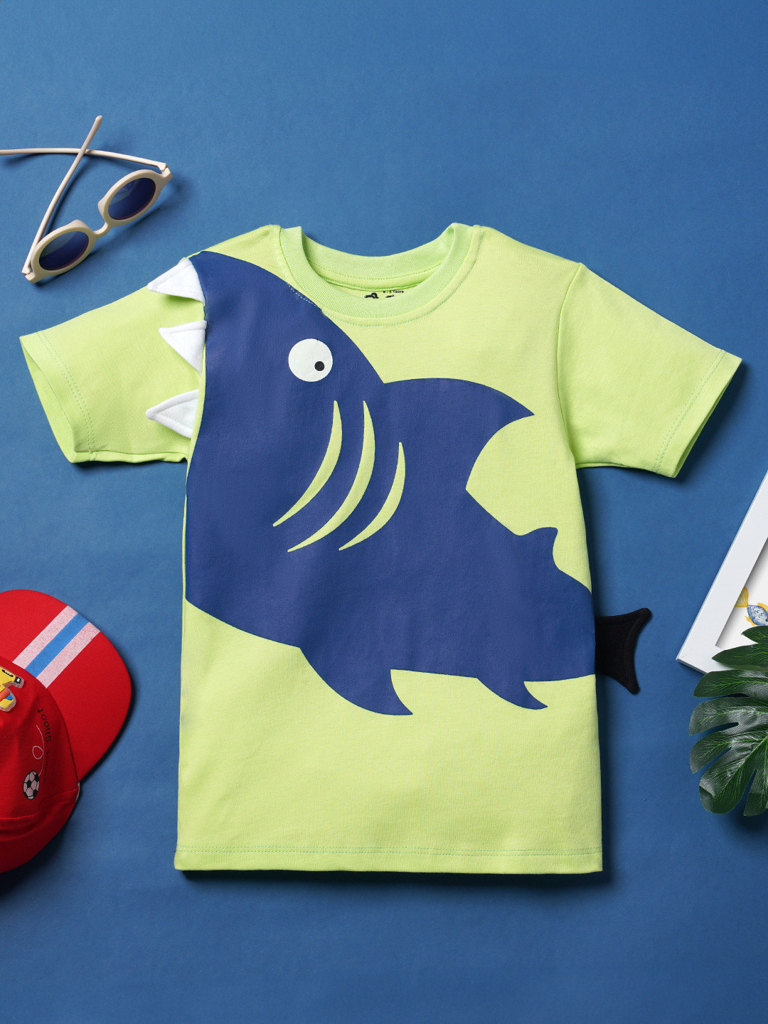 Desi Soota Kids Shark Printed Round Neck Pure Cotton T-shirt