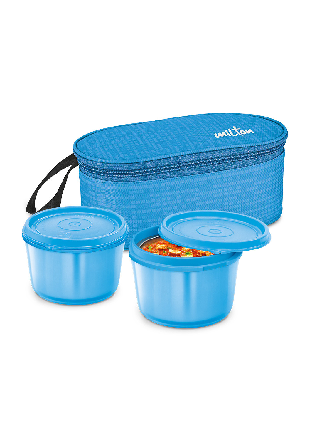 Milton Graze Big 2 Pcs Blue Inner Steel Containers Lunch Box With Jacket 450 ml Each