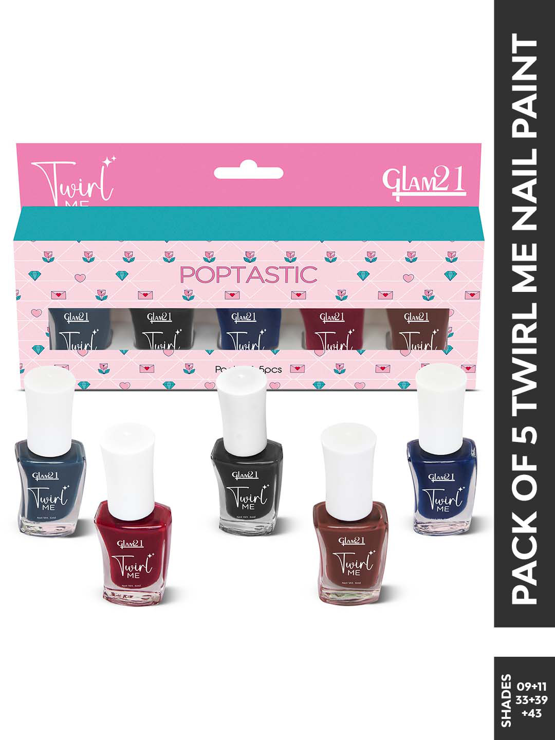 GLAM21 Set Of 5 Twirl Me Nail Paint - 6 ml Each - Combo No 08