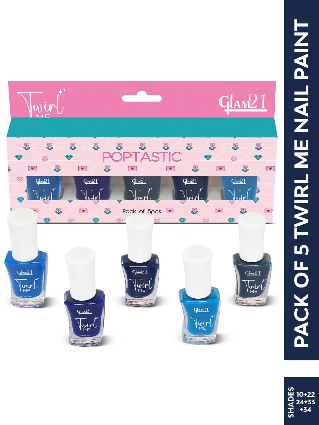 GLAM21 Set Of 5 Twirl Me Nail Paint - 6 ml Each - Combo No 06