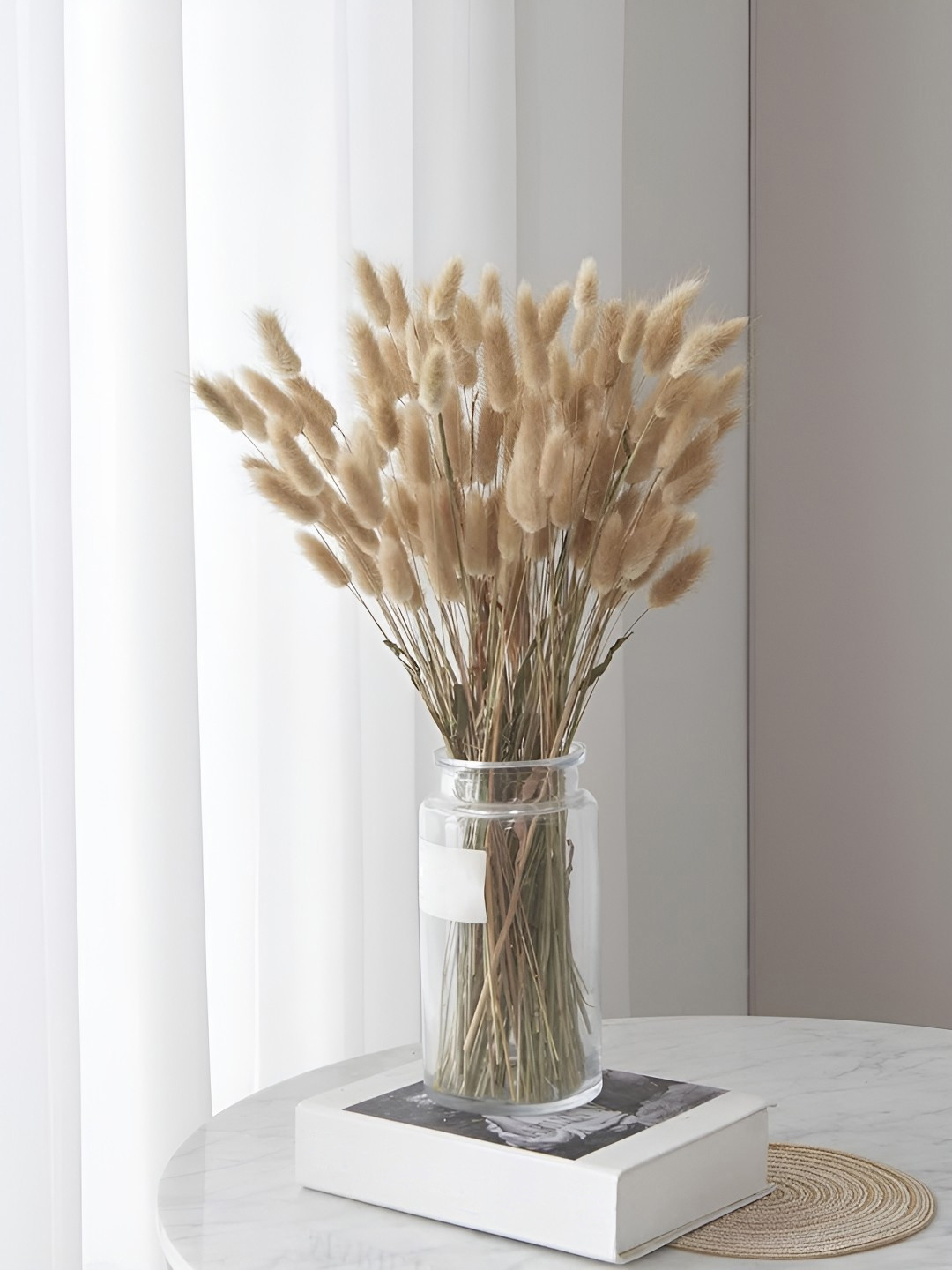 TIED RIBBONS Brown 50 Pcs Pampas Bunny Tails Dried Stem