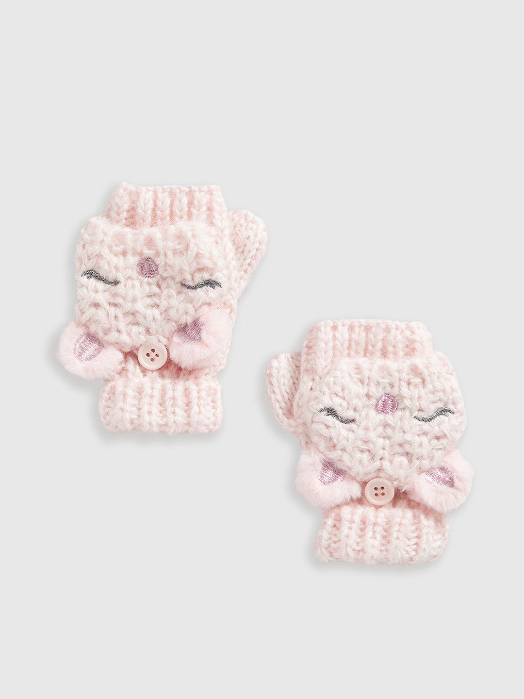mothercare Girls Deer Knitted Flip Mittens
