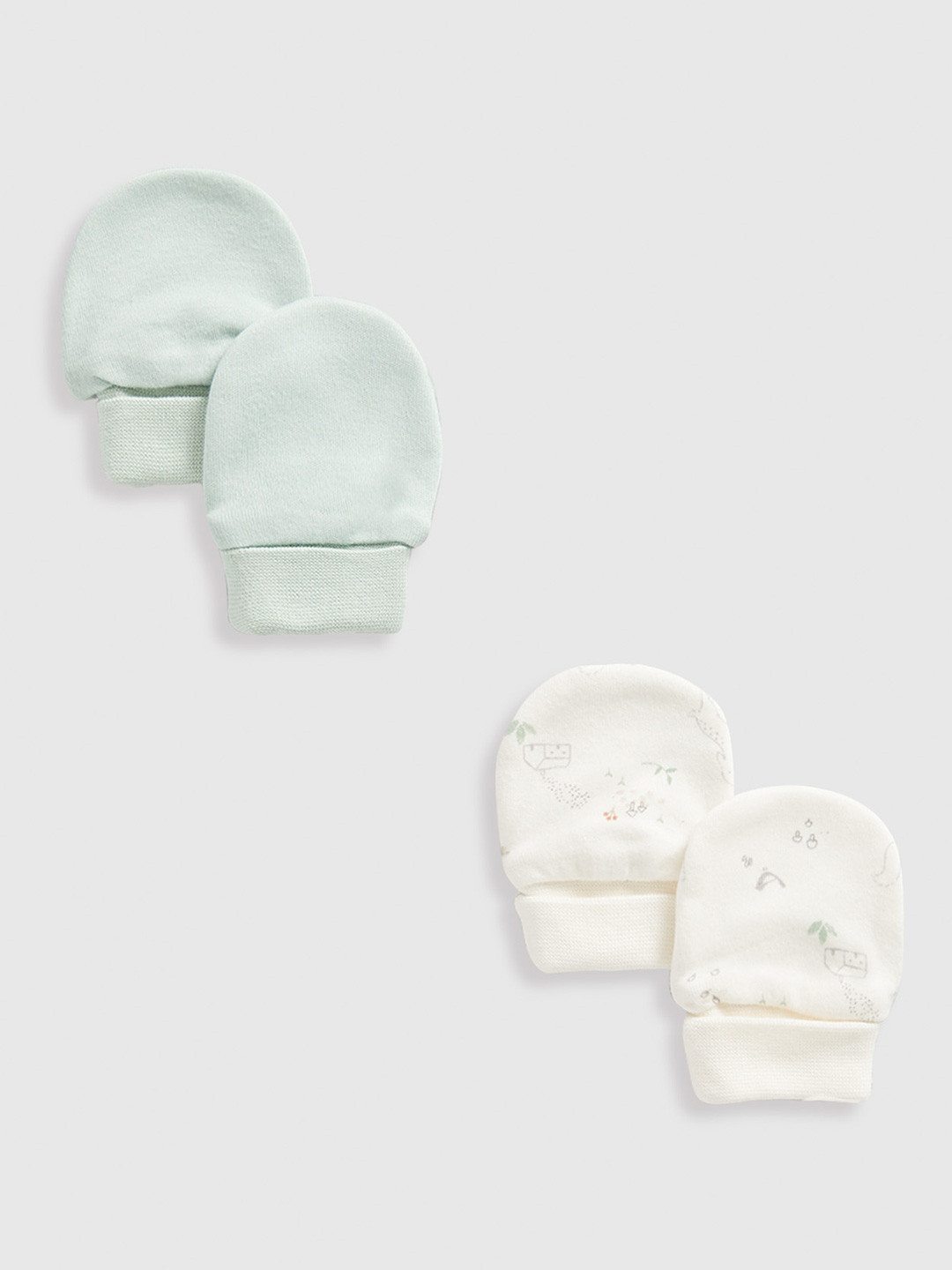 mothercare Infant Pack Of 2 Printed Cotton Mittens
