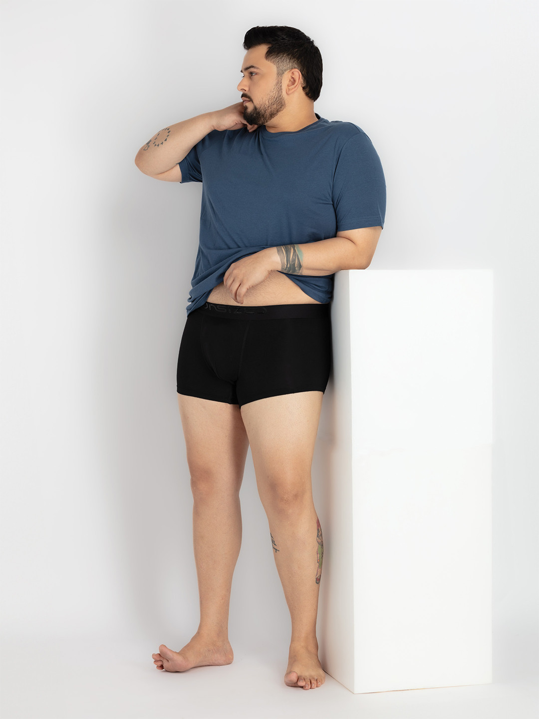 UNSIZED Solid Mid-Rise Trunk Briefs-USTK-223-TR005-NAVY-NAVY