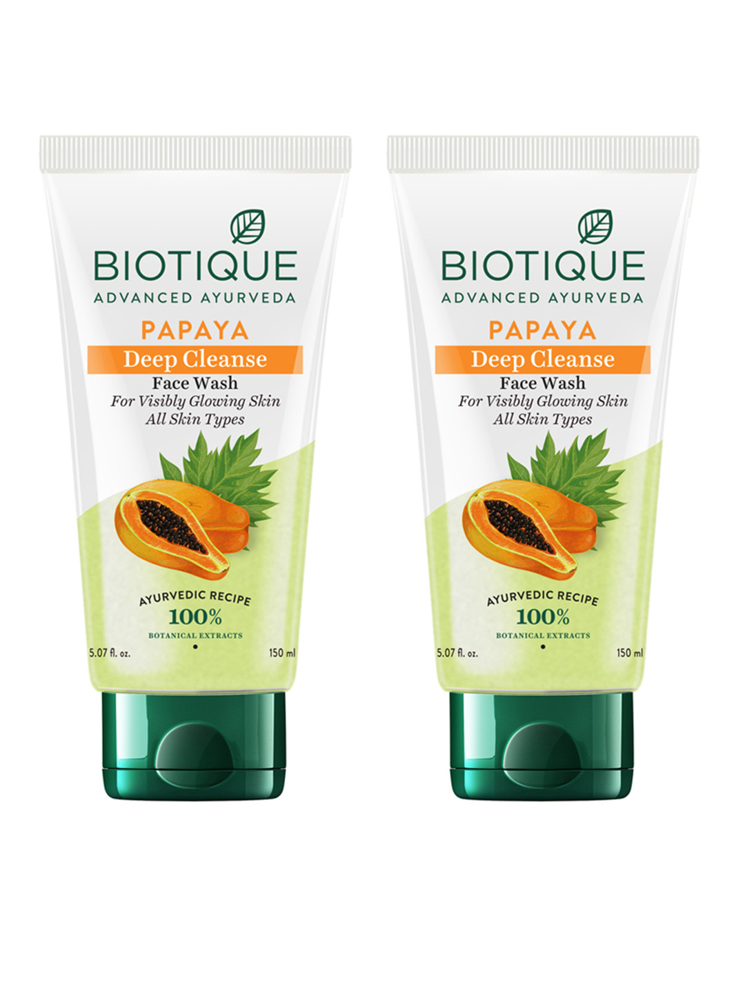 Biotique Set of 2 Papaya Deep Cleanse Visibily Glowing Skin Face Wash - 150ml each