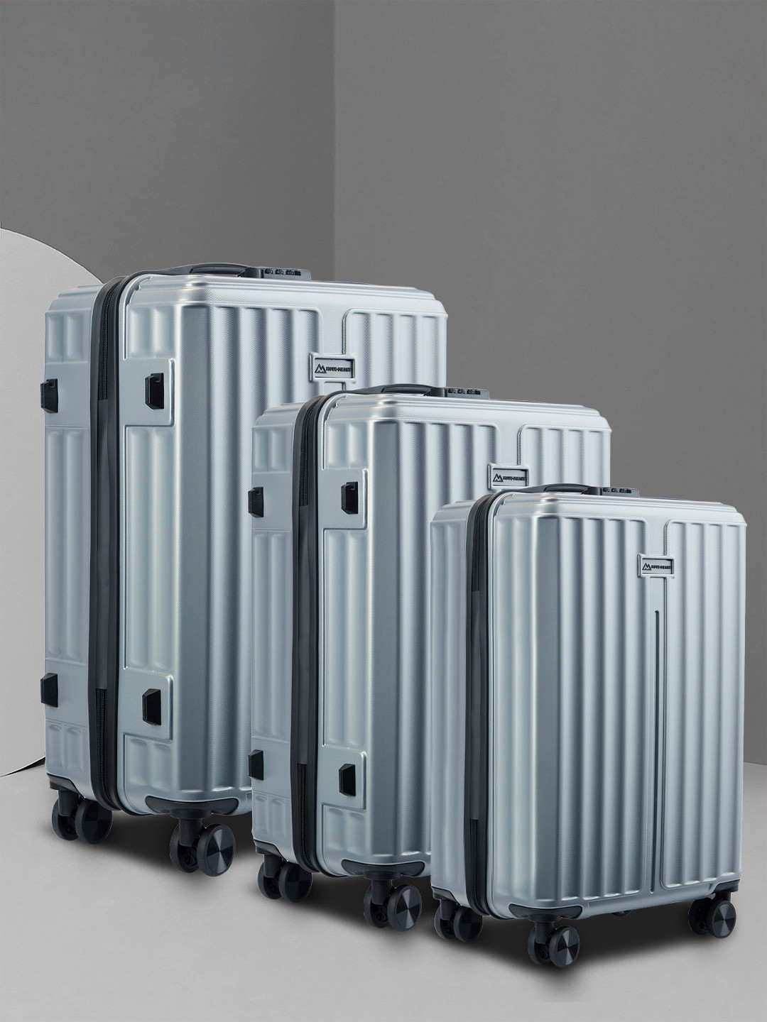 MOVE-MEANT Set Of 3 8 Wheel Hard Small, Medium & Large Trolley Suitcase