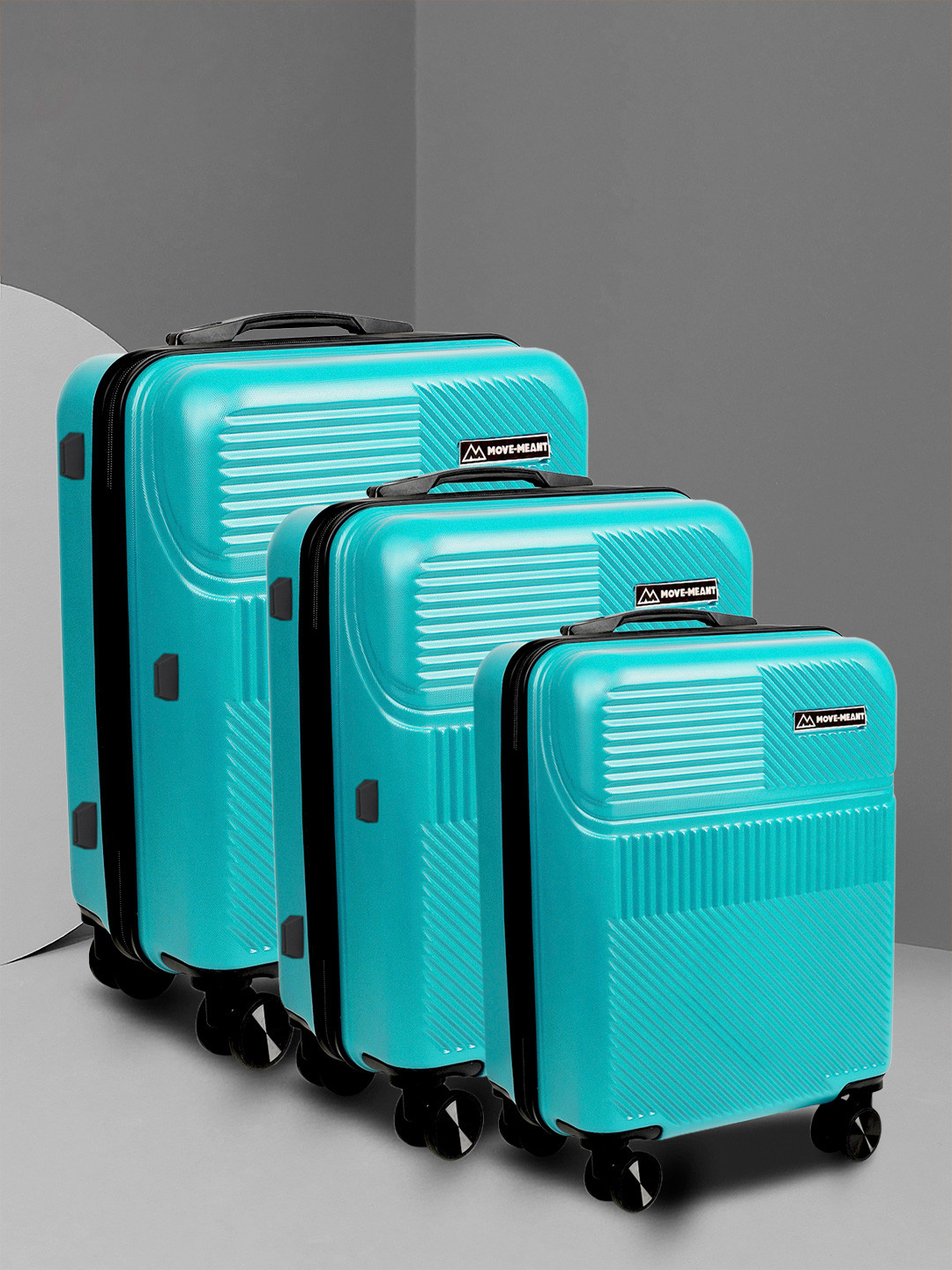 MOVE-MEANT Polycarbonate pack Of 3 Textured Small, Medium & Large Trolley Suitcase