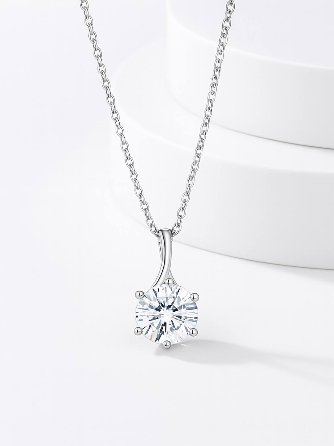 Ornate Jewels 925 Sterling silver Classic 2 Carat American Diamond Solitaire Pendant