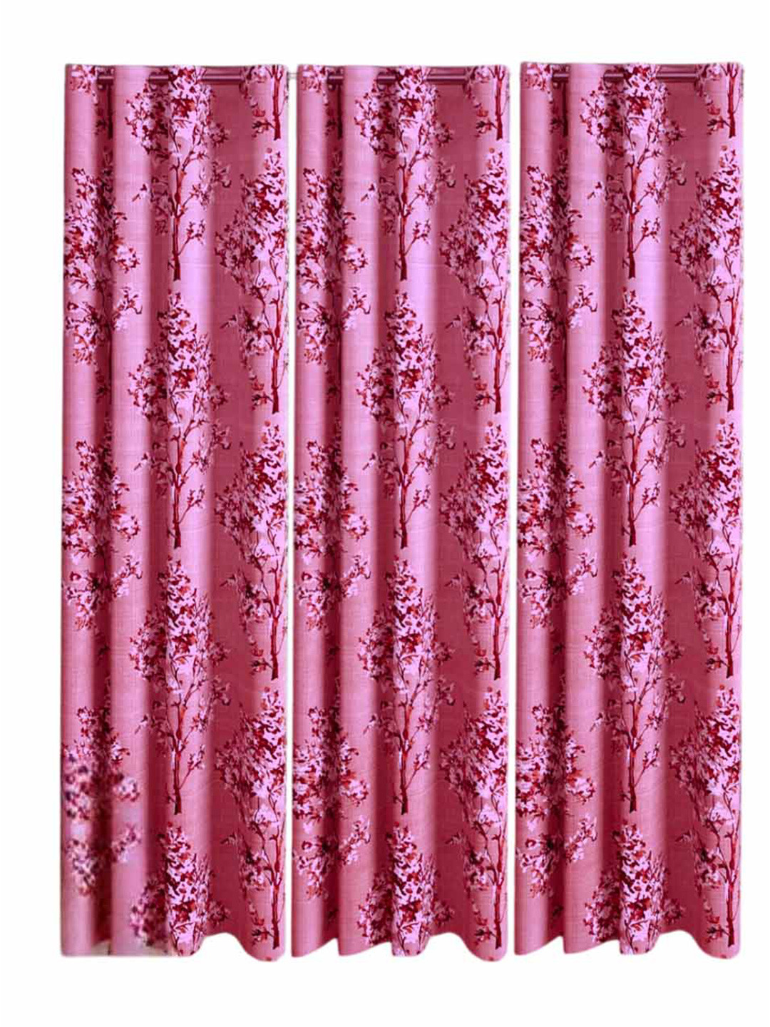 Lunar Days Pink and White 3 Pieces Floral Room Darkening Door Curtains