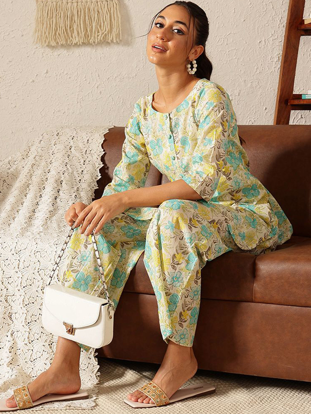 Ginni Arora Label Printed Tunic With Palazoo