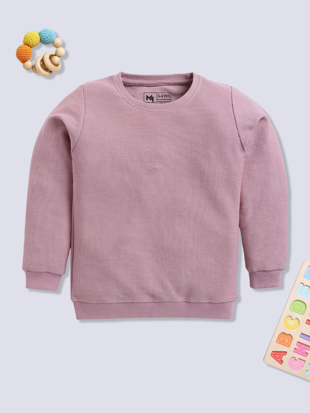 YK X Minute Mirth Girls Self-Design Cotton Sweatshirt