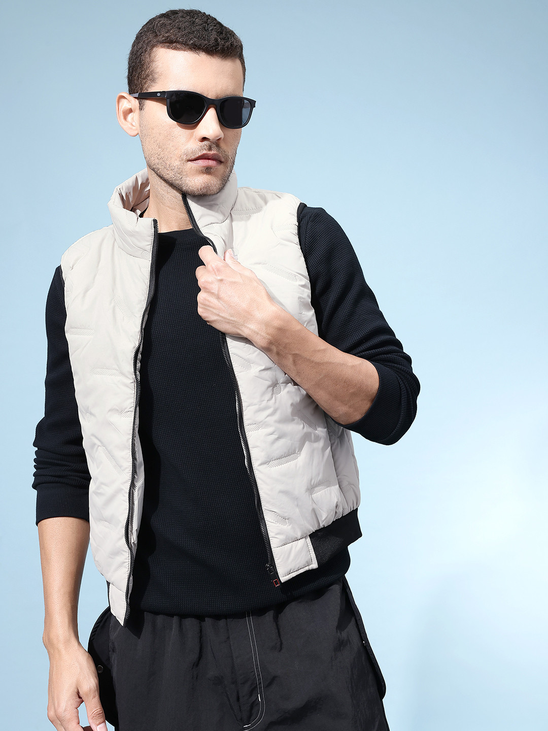 StyleCast x Revolte Mock Collar Textured Gilet