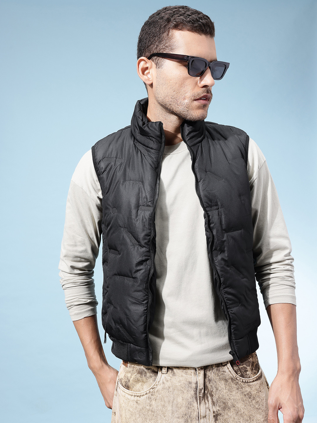 StyleCast x Revolte Mock Collar Textured Gilet